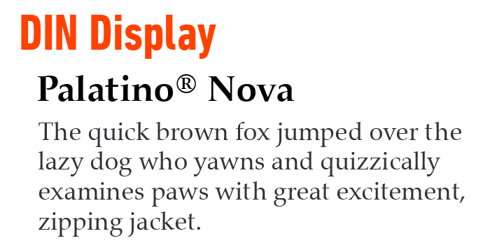 DIN Next and Palatino Nova