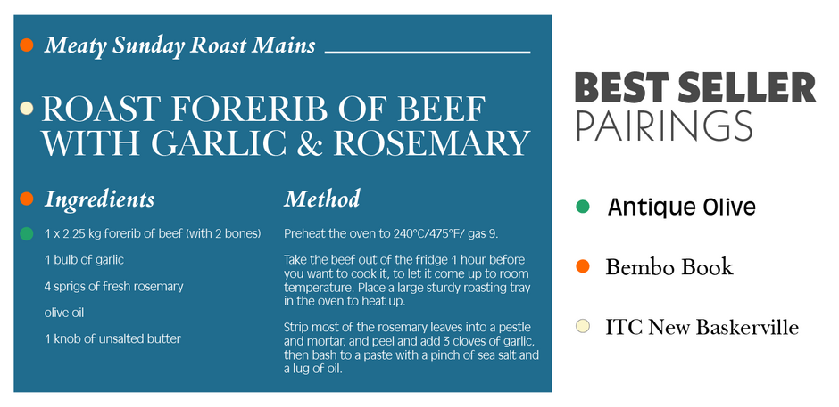 Pairings-Guide-Antique Olive+Bembo Buch+ITC New Baskerville